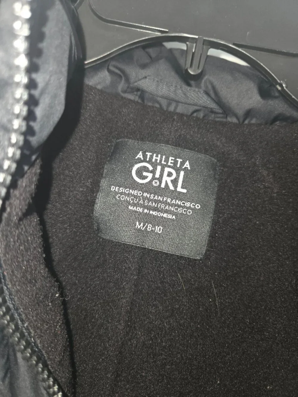 ATHLETA GIRL SNOW DAY DOWN JACKET - SIZE 8-10 BLACK